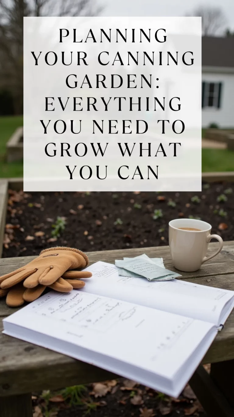 Want to grow a garden that actually fills your pantry? This beginner-friendly guide walks you through everything you need to plan a canning garden—from what to plant and how much, to when to harvest and preserve it all. #CanningGarden #GrowYourOwnFood #HomesteadGarden #GardeningTips #FoodPreservation