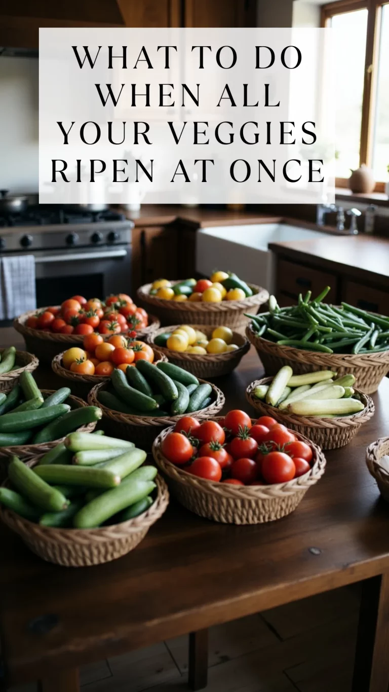 Feeling overwhelmed by a sudden flood of tomatoes, beans, or zucchini? This beginner-friendly guide shares how to prep for canning days, store produce short-term, and preserve your harvest without the stress. #CanningGarden #GardenGlut #PreservingFood #GrowYourOwnFood #BeginnerGardener